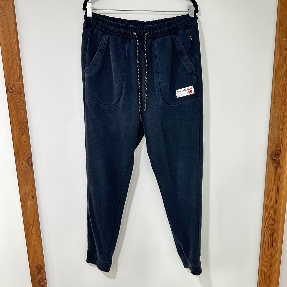 New Balance Fleece Joggers Mens Large Navy Blue Drawstring Pockets | Gorpcore